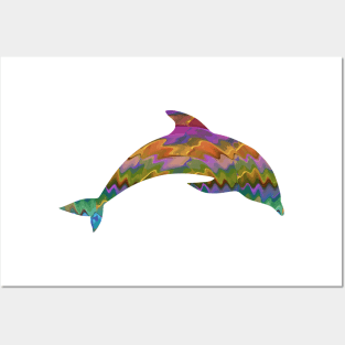 Surfing Dolphin Silhouette Abstract Art Posters and Art